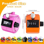 16 Pcs Handheld Clicker Counter 4 Digit Mechanical Tally Counter Assorted Color Pitch Palm Counter for Counting Numbers Knitting Coaching Golf Lap Fishing School Sports Event