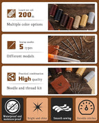 218 Yards Upholstery Thread, Heavy Duty Waxed Thread for Hand Sewing, Sewing Kit with 9 Upholstery Needles for Hand Stitching Bookbinding Repair Canvas