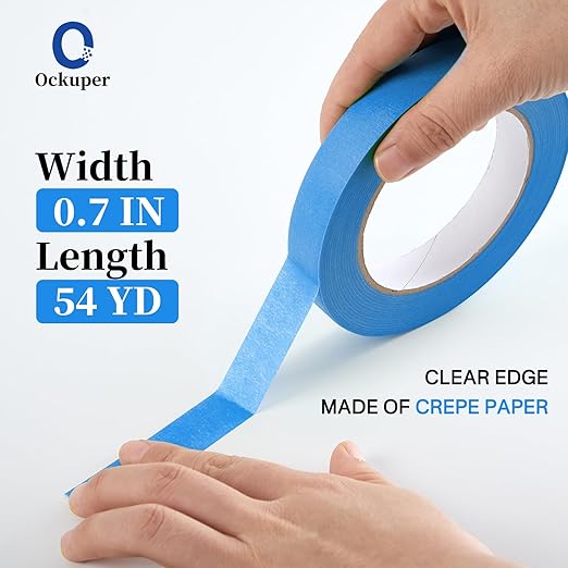 Premium Blue Masking Tape,Painters Tape,Blue Painters Tape for Automotive,DIY Paper Arts & Crafts, Spraying Drywall Paint, No Residue & Easy to Clean Up,12pcs 0.7in X 54 Yd Painter's Tape