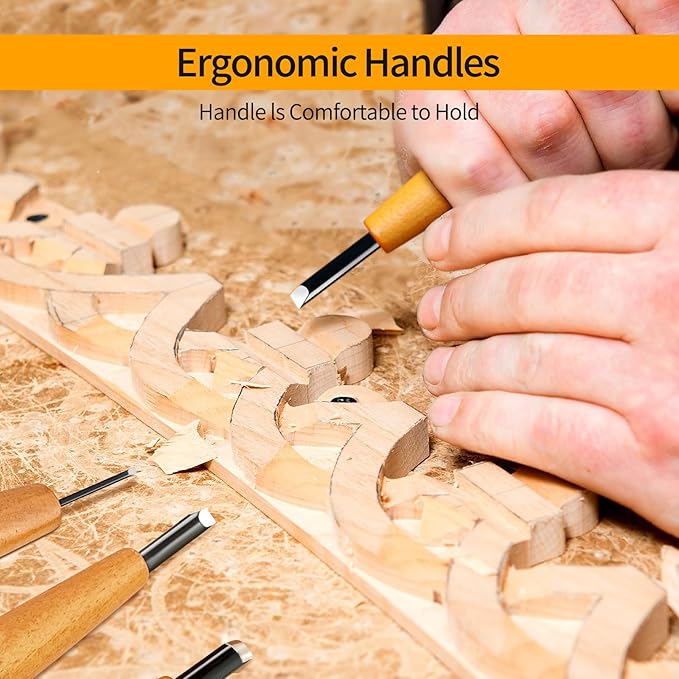 Wood Carving Tools Set - 20 Pcs Wood Carving Knife Set Beginner Whittling Kit with Canvas Case for Adults Children, Carving DIY Wood Carving Kit - Perfect for Beginners and Experts