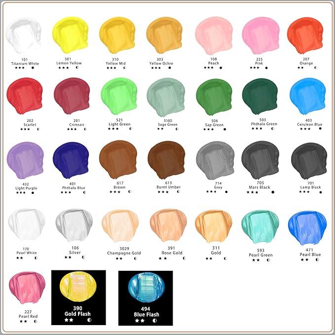 Artecho Pearl Green Acrylic Paint (120ml / 4.05oz) Tubes, Art Craft Paints for Canvas Painting, Rock, Stone, Wood, Fabric, Art Supplies