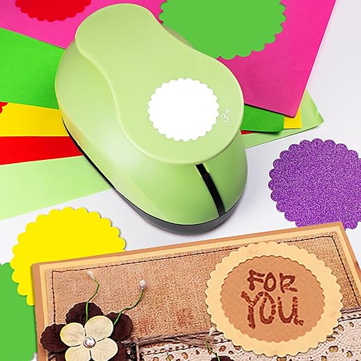 Scalloped Circle Punch, Scalloped Circle Paper Punch, ScallopedHole Punches, Wave Circles Craft Punches, 2.8 Inch Hole Puncher Shape, Wave Circles Puncher for Paper Crafts Scrapbook Card Making