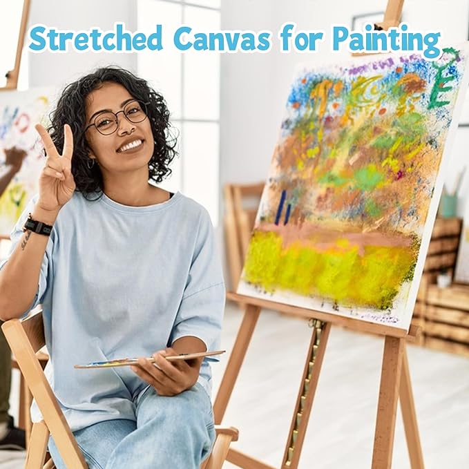 ESRICH Stretched Canvas for Painting 24x36 Inch, 3Pack Large Canvas for Painting, Primed Acid-Free Cotton Blank Canvases, Art Paint Canvases for Oil Paint,Watercolor,Acrylic Paint,Gouache and Tempera.