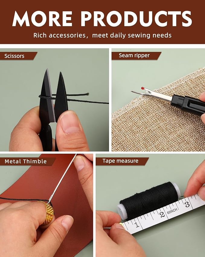 BAGERLA Heavy Duty Sewing Kit, 48pcs Needle and Thread Kit with Upholstery Thread Needles Sewing Awl Seam Ripper, Upholstery Repair Sewing Kit for Car Seats Carpets Shoes Backpacks DIY Crafting
