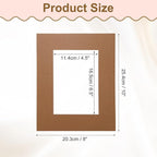 Picture Mats, 8 x 10 for 5 x 7 Pictures Acid Free White Core Bevel Cut Frame Mattes for Display Art Measuring, Dark Brown