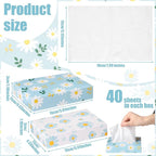 Yinder 24 Packs 960 Sheets Tissue Cube Car Facial Boxes Disposable Facial Travel Tissues Holder Soft Watercolor Boxes 2 Ply 40 Sheets for Wedding Household Car Kitchen Bathroom(Fresh Daisy)