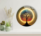 My Photostation.com 27.5''(70cm) Diameter Life of Tree Round Glass Wall Art Tempered Glass Printing Wall Decor Large Wall Art Wall Hangings