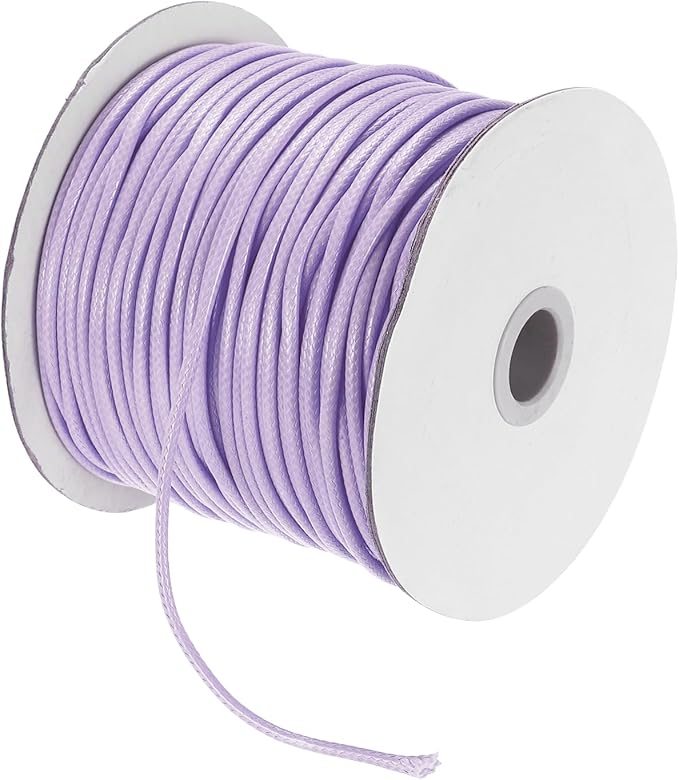 MECCANIXITY Waxed Cord 2.5mm Waxed Polyester Cord 87 Yard Wax String for Bracelet Making, Necklaces, Beading, Jewelry Making and DIY Crafts(Light Purple)