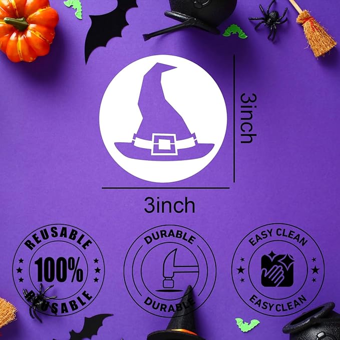 Halloween Stencils for Painting on Wood 3inch Reusable Pumpkin Ghost Face Stencils Boo Trick or Treat Draw Templates for Painting on Wood Slice Tier Tray Fabrics Window Decor
