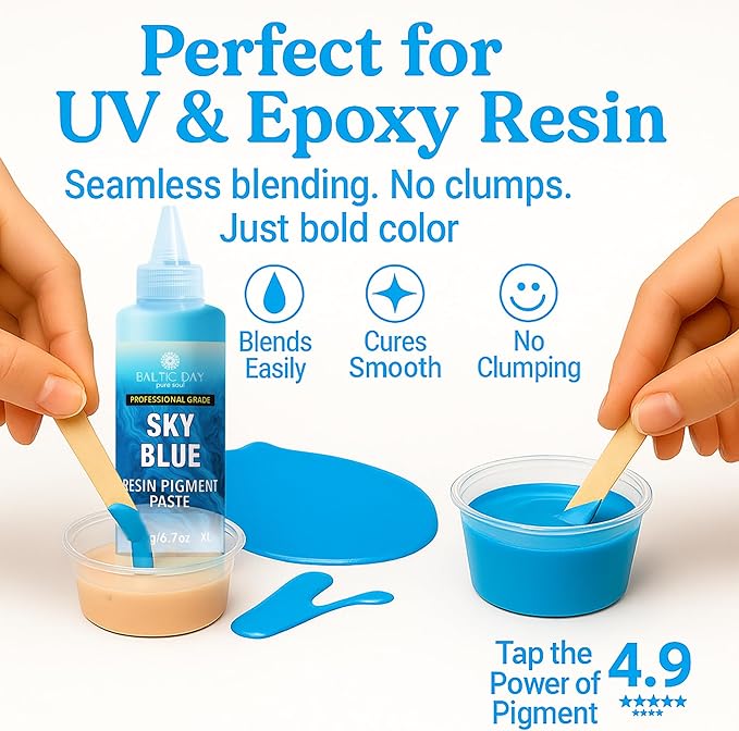 BALTIC DAY Sky Blue Epoxy Resin Pigment Paste XL (191g/6.7oz) – Opaque Epoxy Dye & High Concentration Coloring Paste, Mica Powder Alternative for Resin Art, Jewelry, Tumblers, River Tables & Crafts