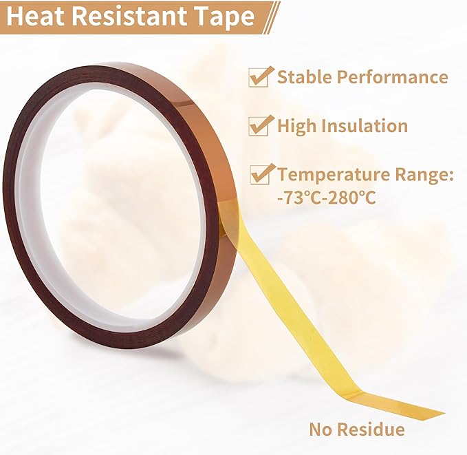 Teflon Sheets for Heat Press - 8 Pcs 16 in x 12 in Reusable and Non-Stick Teflon Paper with 8 Rolls Waterproof and Oilproof Heat Resistant Tape, No Residue with High Insulation for Printing