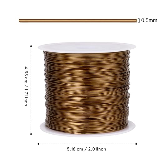 262FT Jewelry Wire 24 Gauge Tarnish-Resistant Copper Beading Wires Roll Bulk for DIY Crafts Jewelry Making, Antique Bronze