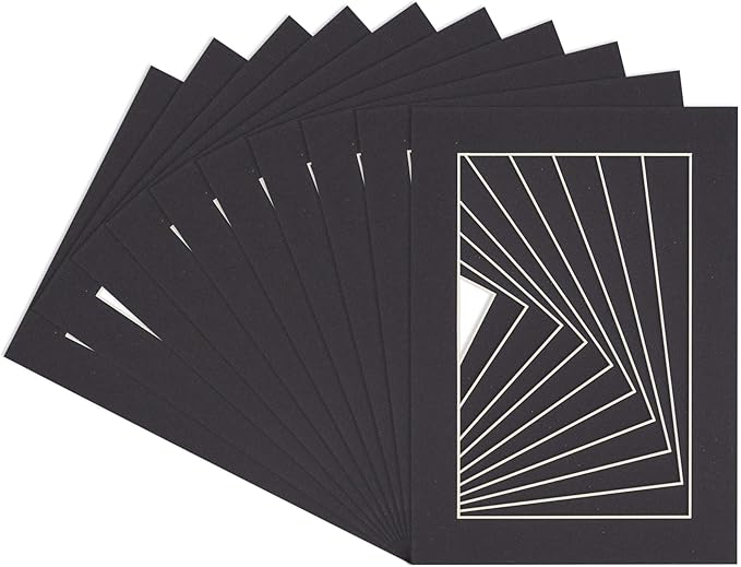 5x7 Mat for 8.5x11 Frame - Precut Mat Board Acid-Free Black 5x7 Photo Matte Made to Fit a 8.5x11 Picture Frame, Premium Matboard for Family Photos, Show Kits, Art, Picture Framing, Pack of 100 Mats