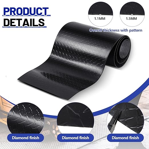 1pcs Diamond Plate Sheet Metal Heavy Duty Tread Aluminum Sheet Diamond Tread Plate for Wall Covering, Cargo Trailer, RV and More (12'' X 120'' X 0.06'',Black)