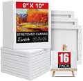 ESRICH Canvas for Painting 8x10, 16 Pack Stretched Canvas, Primed Acid-Free Cotton Paint Canvas Bulk, White Blank Canvases for Painting for Oil & Acrylic Paint.