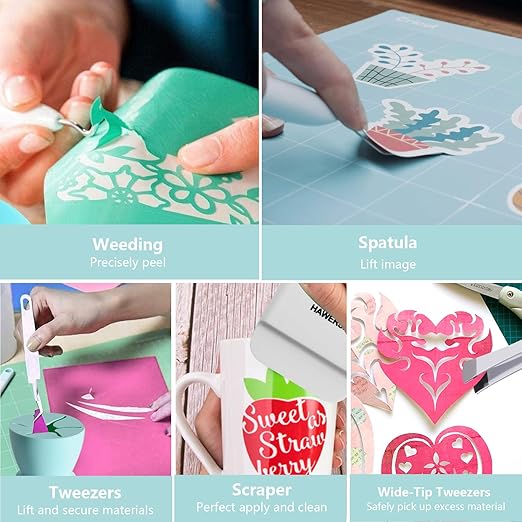 52Pcs Essential Craft Tools Set for Cutting Machine,Weeding Tools for Vinyl,Paper Cutter,Light Pad,Vinyl Weeding Scrap Collector,Brayer Rollers,Craft Accessories Bundle for Craft Projects