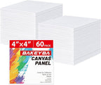 Mini Canvas Boards for Painting 60 Pack, 4x4 Inch Canvas Panels, 100% Cotton Art Supplies for Acrylics Oil Watercolor Tempera Paints