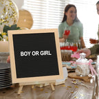 PATIKIL Felt Letter Board, 10x10Inches White Wooden Changeable Message Board with Storage Bag Stand for Kitchen Menu Classroom Farmhouse Decor Notes, Black Bronze