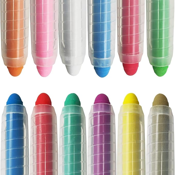 Non-toxic Dustless Chalk for Kids, Colored Sidewalk Chalk With Holder The Best Art Tool for Blackboard Kids Children Drawing Writing,12PCS