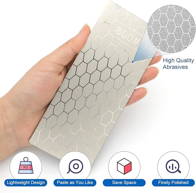 Diamond Sharpening Stone, 5 Pcs Knife Sharpening Stone with Extra Fine/Coarse Plate and Non-slip Base, 400/600/800/1000/1200 Grit
