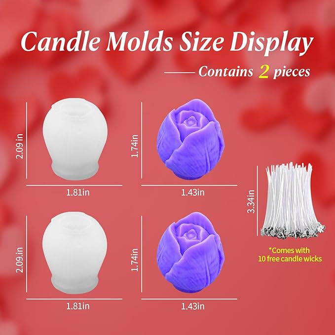 2Pcs Tulip Silicone Candle Flower Wax Mold Silicone for Candles Resin Making Molds Moldes De Silicona para Hacer Velas Artesanales De Silicona,for Making Mothers Day Gifts for Mom Daughter