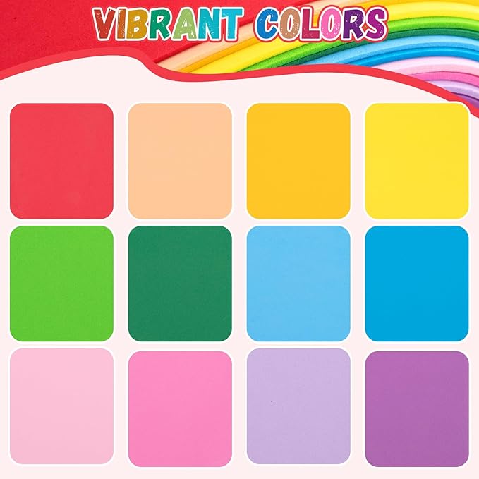12 Pack Foam Sheets Craft 8 x 12 inch, 12 Colors Eva Foam Paper for Art Crafts Projects, Classrooms Scrapbook DIY Projects, Back to School Supplies (EVA 01)