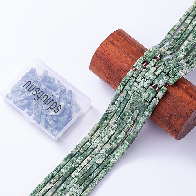 Natural African Jade Rectangle Tube Beads 4x13mm 38cm/str Loose Semi Gemstone Stone Beads for Making Bracelets Necklace Earrings