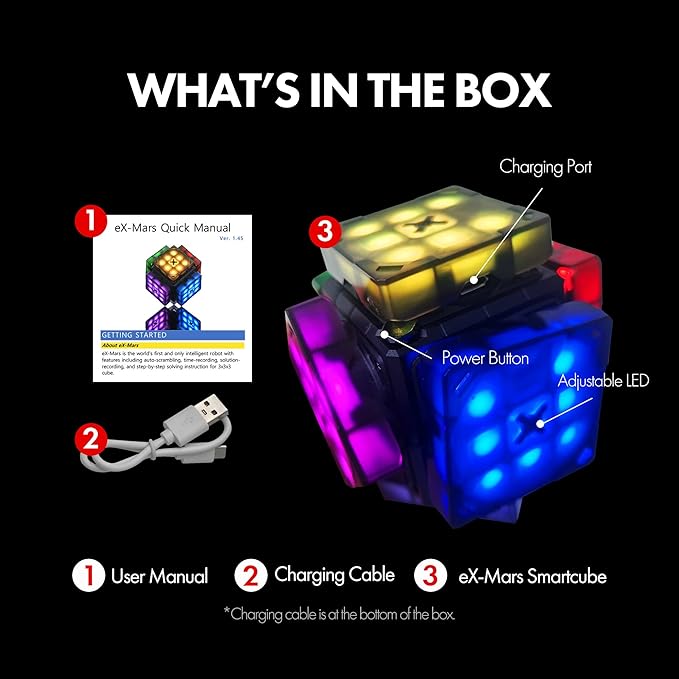 Connect | AI Robot Cube & Smart Cube, Self Scrambling STEM Cube with 10 Puzzle Types | Self Solving Speed Cube, Plays Music | Great X-Mars Experience for Kids, Teens & Adults.