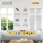 Window Privacy Film Decorative for Front Door, Bathroom Static Cling Stained Glass Sticker Opaque Heat Control UV Blocking Non-Adhesive for Home Windows 35.4 X 78.7 inches