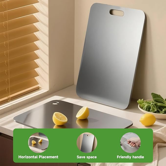 Titanium Cutting Board - 2025 New Upgrade 100% Pure Titanium Cutting Boards for Kitchen Double Sided Non Toxic Cutting Board,Hygiene Durable Dishwasher Safe Chopping Board (M:13.38IN*9.05IN)