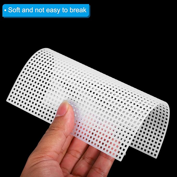 PATIKIL Plastic Mesh Canvas Sheets,10Pcs 5.5 x 5.5inch Cross Needlework Blank Yarn Crafting for Embroidery DIY Bookmarks Cup Mats, White, Square