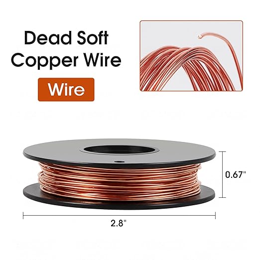 16 Gauge/1.3mm 39 Feet 5 oz 99.9% Dead Soft Copper Wire for Electroculture Gardening, Jewelry Making, Beading, Science Projects, DIY Artwork, Pure Bare Copper Wire