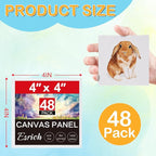 ESRICH Canvas Boards for Painting, 48 Pack Canvases for Painting 4x4 100% Cotton Small Paint Canvas Primed Acid Free Mini Blank Canvas Panels for Oil Paint,Watercolor,Acrylic Paint,Gouache&Tempera.
