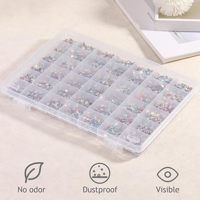 42 Grids Clear Large Plastic Organizer Box With Dividers, Bead Organizers And Storage Compartment Container For Nail Accessories/Jewelry/Craft/Screw/Small Parts/Diamond Painting Art Tools