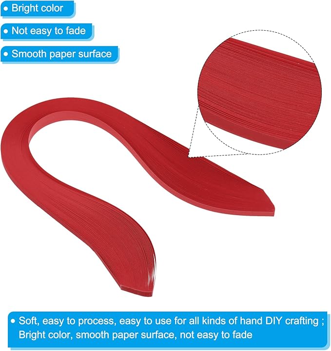 PATIKIL Quilling Strips Paper 600pcs 5mm 39cm Origami Paper Quilling Kits for Art DIY Hand Craft Christmas, Bright Red