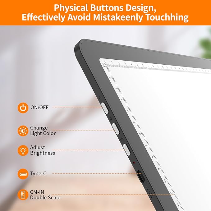 Elice Magnetic A3 Light Board for Diamond Painting, Ultra-Thin Tracing LED Light Box with Side Buttons, Super Bright Diamond Art Light Pad, Light Table for Drawing, Sketching, Weeding Vinyl - Black