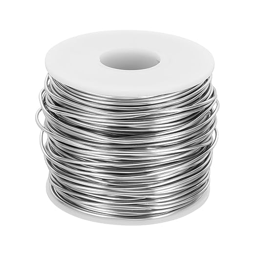 MECCANIXITY 15 Gauge Anodized Aluminum Craft Wire Bendable Bonsai Training Wire 223 Feet 1.5mm for Sculpting Crafts Wreath Floral Beading Jewelry Making, Silver Tone