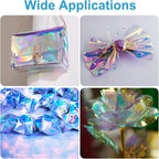 MECCANIXITY Holographic Clear PVC Vinyl Film Holographic PVC Fabric Waterproof Dichroic Film 12 x 48 Inch for Handbags Bows Earrings DIY Craft,Laser Light Orange