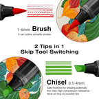 SFAIH Halloween Gifts Acrylic Paint Markers, 36 Colors Dual Tips Acrylic Brush Markers With Chisel Tip, Automatic Ink Control, Ultra-High Coverage, No Bleed Ink, Art Supplies for Rock, Canvas, Fabric