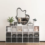 Wooden 9 Cube Storage Organizer with Closed Back Panel,White Cube Shelf Heavy Duty Cubby Storage Organizer with Compartments for Living,Display Shelf,Bookshelf