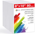 Simetufy Canvas Boards for Painting, 8 x 10 Inch Blank Panels, 100% Cotton for Acrylic & Oil Paints (80 Pack)