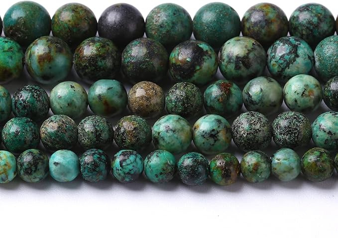 10mm 38pcs Natural African Turquoise Stone Beads for Jewelry Making Round Loose Gemstone Beads DIY Bracelet Necklace Earrings