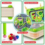 2 in 1 Magnetic Color and Number Maze Magnet Alphabet Counting Double Sided Board Wood Puzzle Fine Motor Skills Montessori Preschool Toys Gifts for Boys and Girls 3-5 Age (Big Car, One Size)