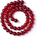 Smooth Garnet Red Glass Crystal Round Loose BeadsFor Jewelry Making DIY Bracelet Necklace Accessories 4mm 91pcs 15" Strand(Garnet Red Glass, 4mm)