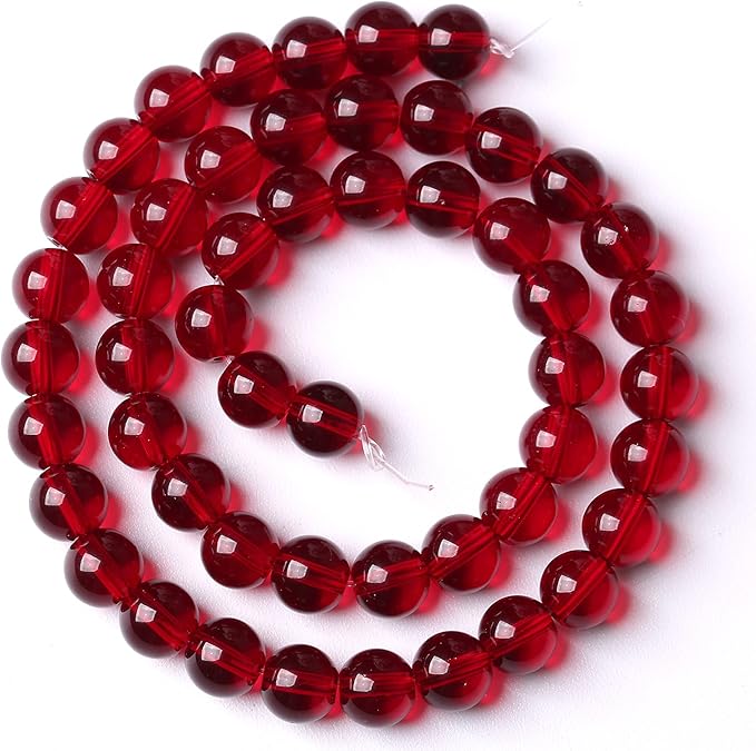 182pcs 4mm Smooth Garnet Red Glass Crystal Round Loose BeadsFor Jewelry Making DIY Bracelet Necklace Accessories 32" 2 Strand