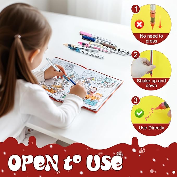 6 Color Acrylic Paint Markers, Brush Tip Acrylic Paint Pens With Visual Ink Window, Fabric Paint Markers for Clothes, Textile - High Coverage on Wood, Glass, Rock - DIY Art Supplies for Kids, Adults