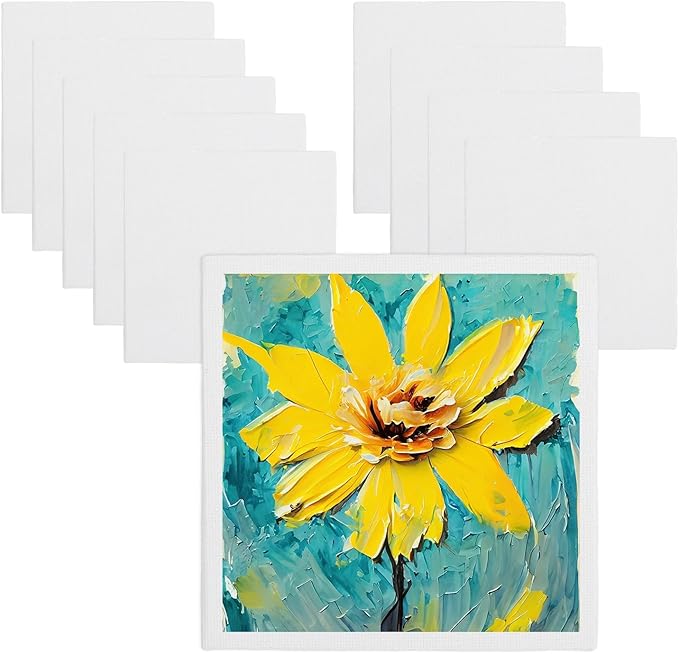 MECCANIXITY Canvas Boards for Painting, 6x6 Cotton Blank Primed Art Canvas Panels Acid-Free for Painting Supplies Oil Acrylic Tempera Watercolor Pouring Paint Artists(White, Pack of 10)