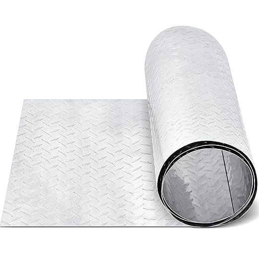 Diamond Plate Sheet Metal Heavy Duty Tread Aluminum Sheet Diamond Tread Plate for Wall Covering, Cargo Trailer, RV and More(24 x 120 Inch,Silver)