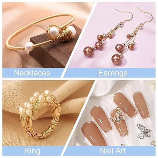 0.5 mm Dia. 6 Rolls Copper Jewelry Wire, 5 Assorted Colors Beading Wire for Jewelry Making Bracelet Earrings Rings Necklaces Flower Craft Projects