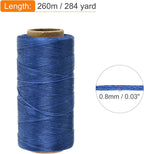MECCANIXITY Waxed Thread,284 Yard 0.8mm 150D Flat Wax Thread Polyester Waxed String for Leather Sewing Hand Weaving Book Binding Home Decoration,Gem Blue